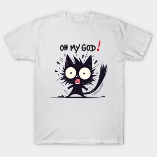 Shocked Black Cat T-Shirt